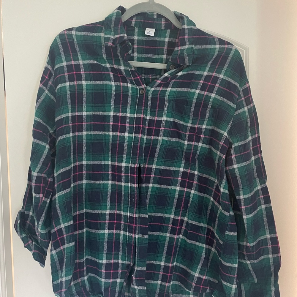 Old Navy Button Down Plaid Flannel Size M